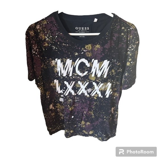 Guess Shirts Guess Basic Graffiti Drop T Shirt Crew Neck - Picture 11 of 16